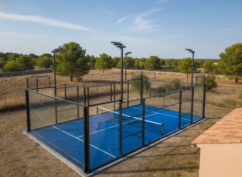 Cours de padel pour particulier, construit en région de Cannes, avant paysagisme autour.
